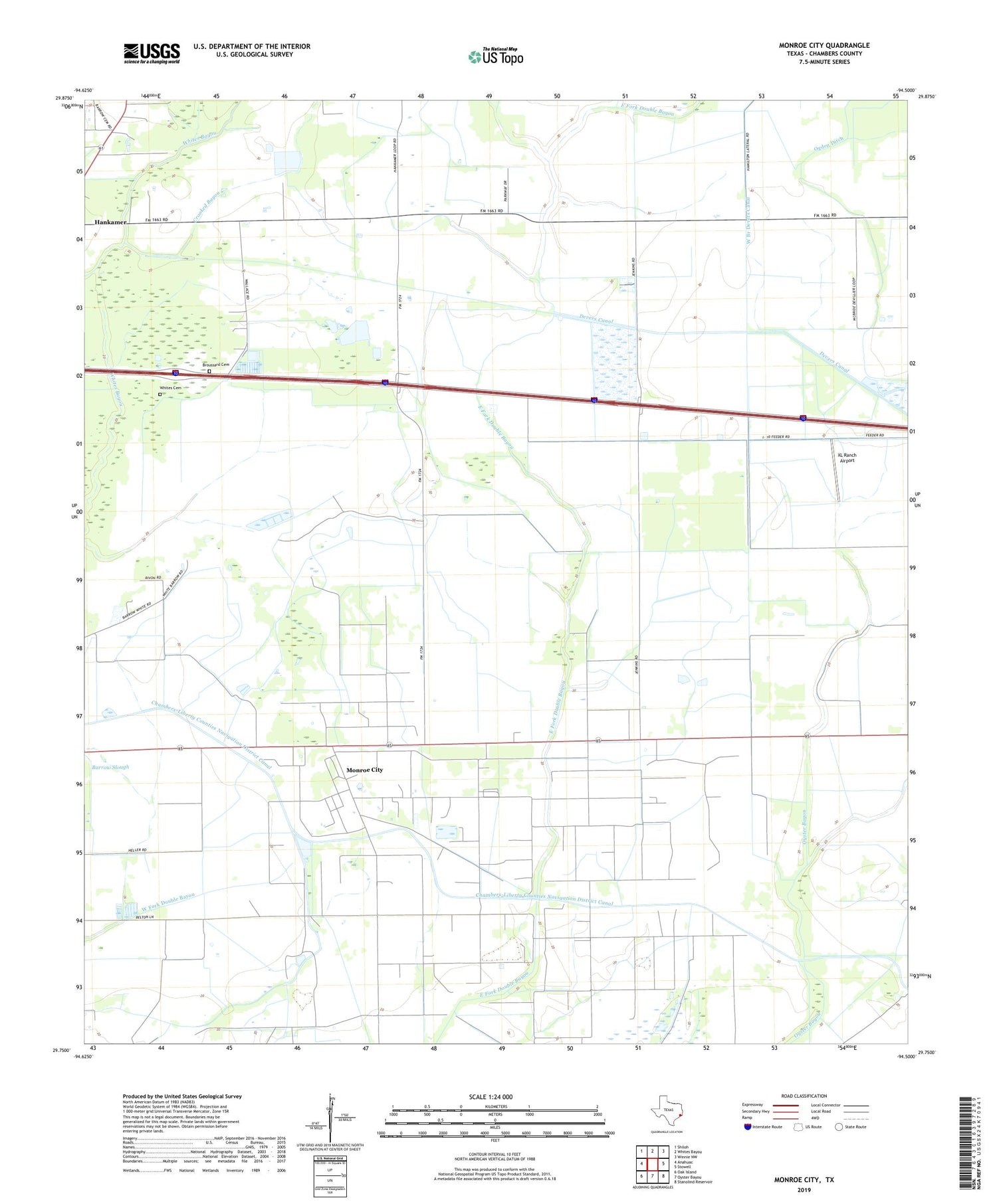 Monroe City Texas US Topo Map Image