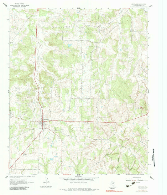 Classic USGS Montague Texas 7.5'x7.5' Topo Map Image