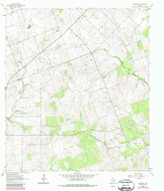 Classic USGS Monteola Texas 7.5'x7.5' Topo Map Image