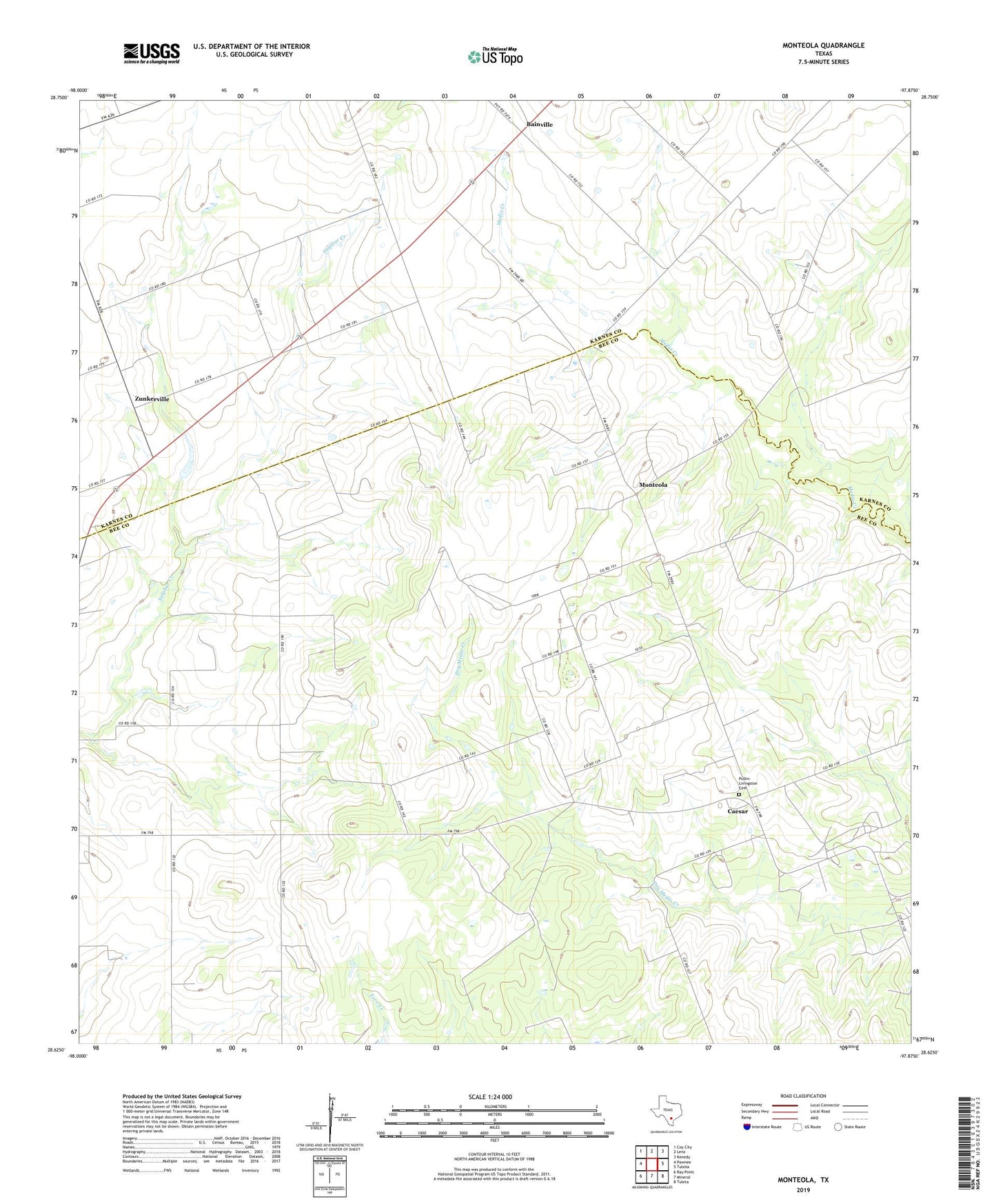 Monteola Texas US Topo Map Image