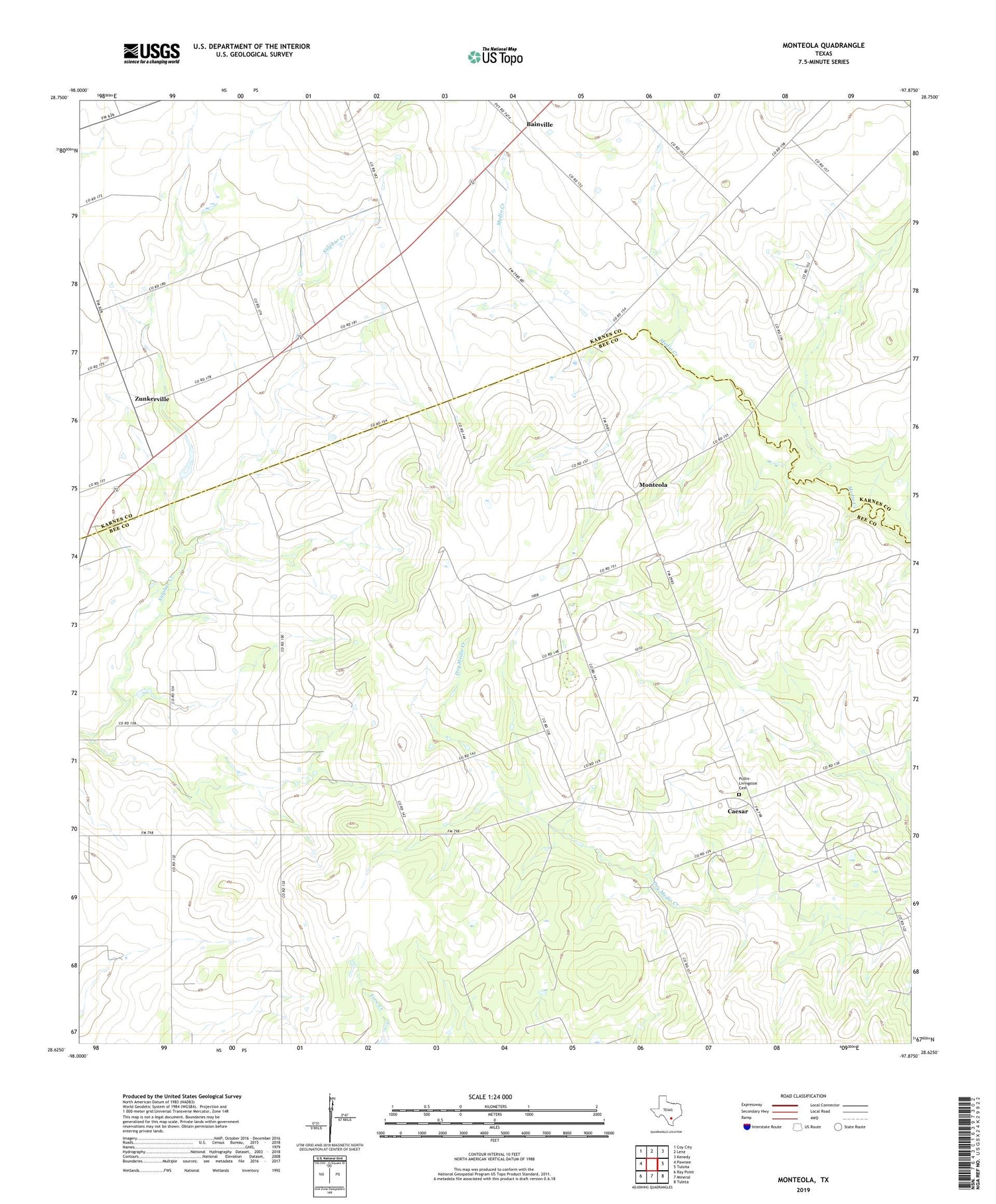 Monteola Texas US Topo Map Image
