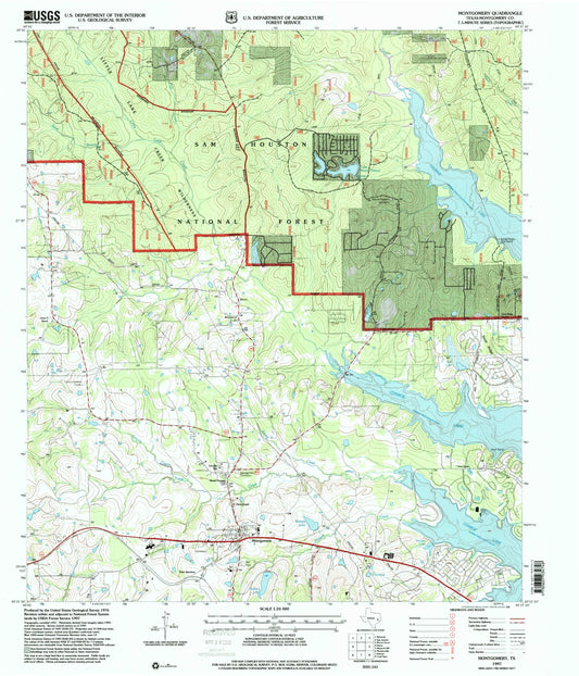 Classic USGS Montgomery Texas 7.5'x7.5' Topo Map Image