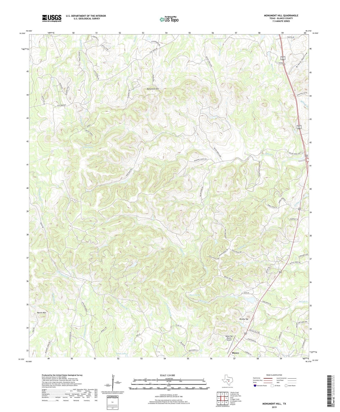 Monument Hill Texas US Topo Map Image