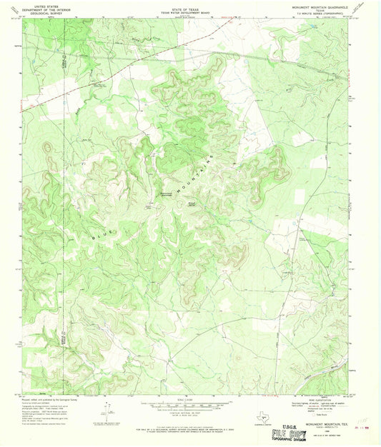 Classic USGS Monument Mountain Texas 7.5'x7.5' Topo Map Image