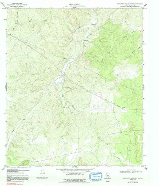 Classic USGS Monument Mountain SE Texas 7.5'x7.5' Topo Map Image