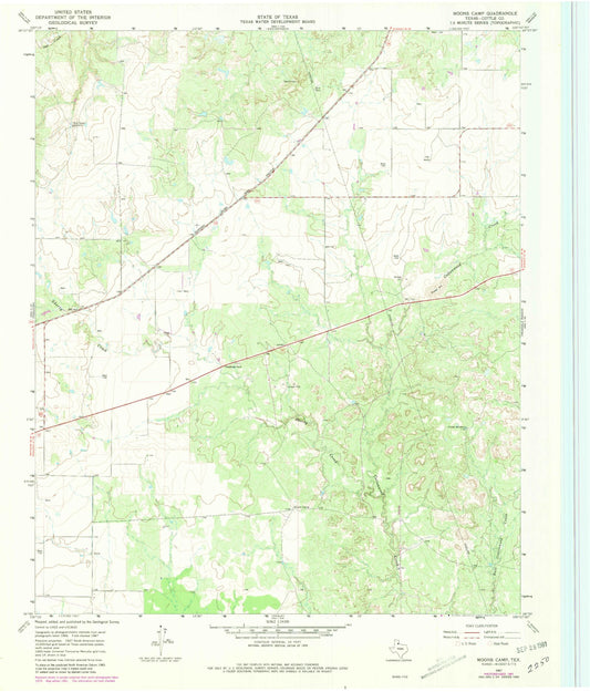 Classic USGS Moons Camp Texas 7.5'x7.5' Topo Map Image