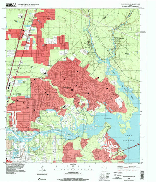 Classic USGS Moonshine Hill Texas 7.5'x7.5' Topo Map Image