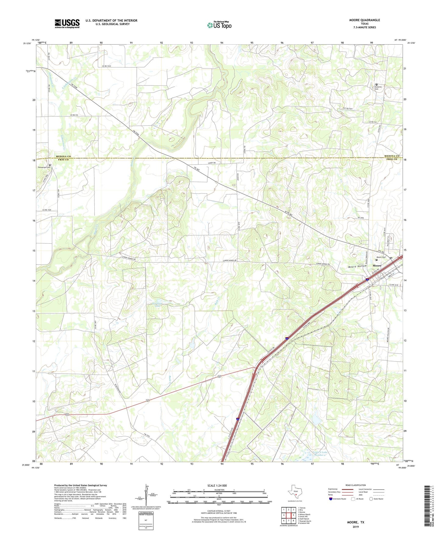 Moore Texas US Topo Map Image