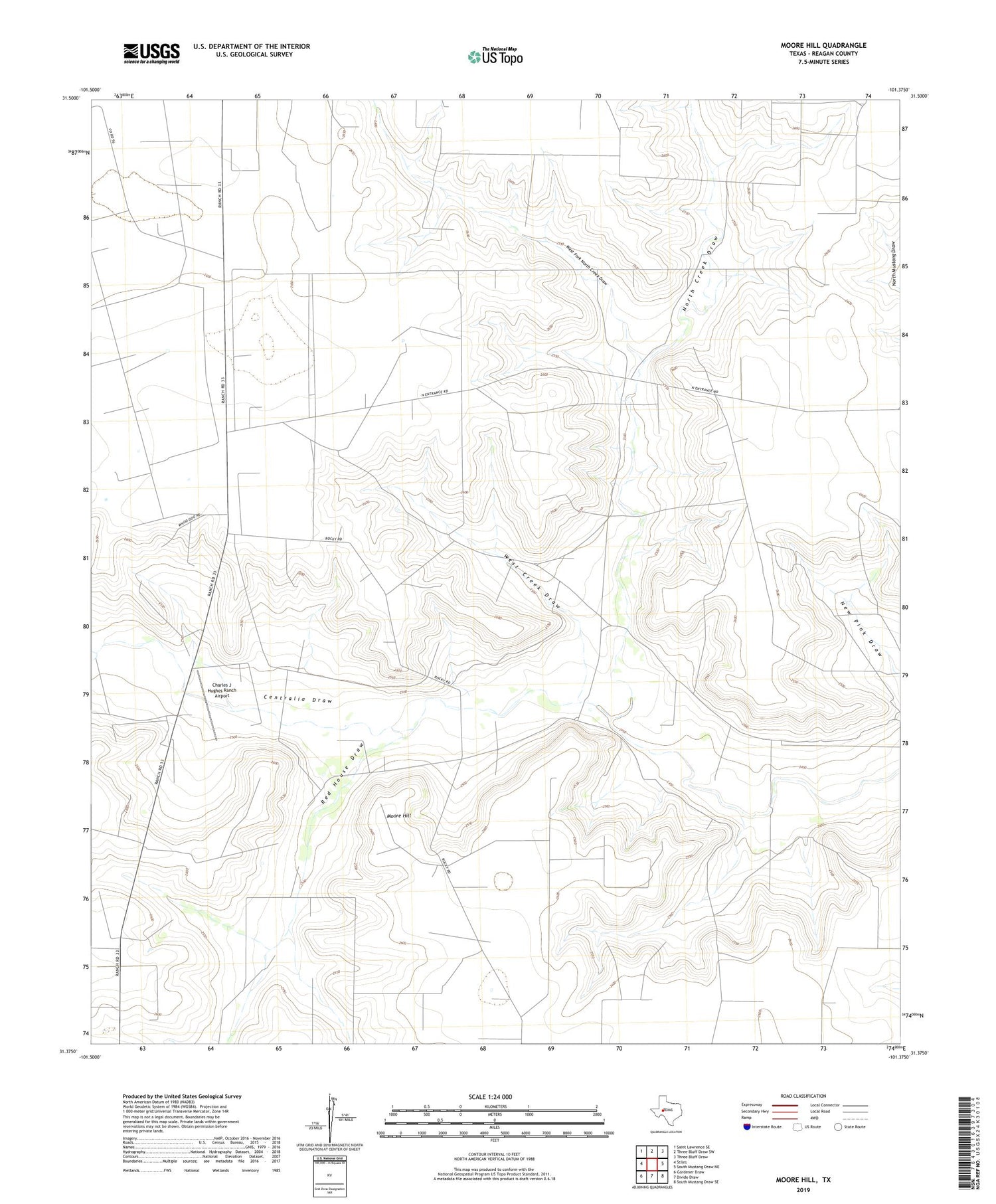 Moore Hill Texas US Topo Map Image