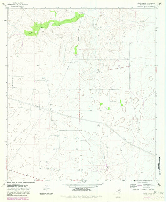 Classic USGS Moore Ranch Texas 7.5'x7.5' Topo Map Image