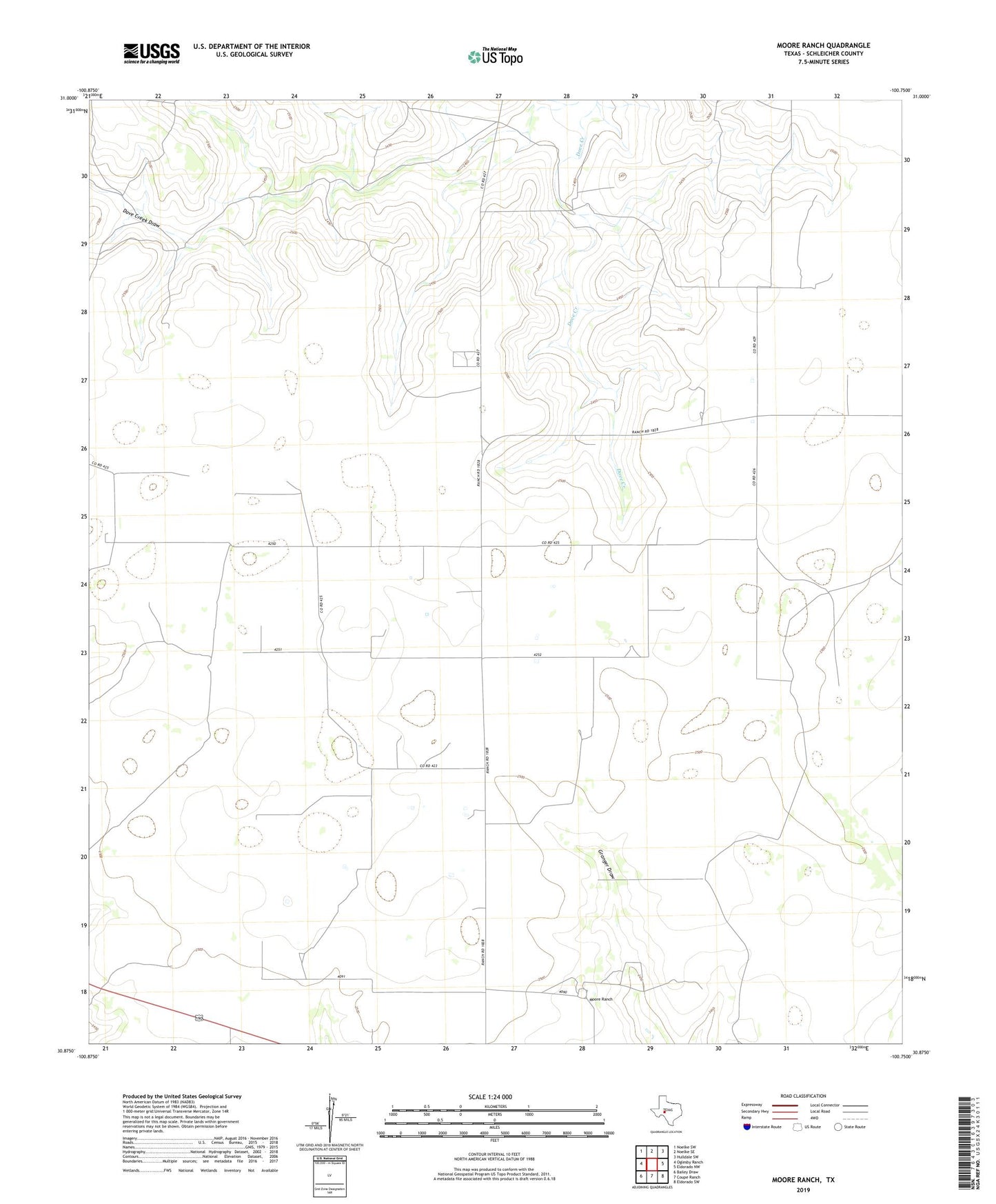 Moore Ranch Texas US Topo Map Image