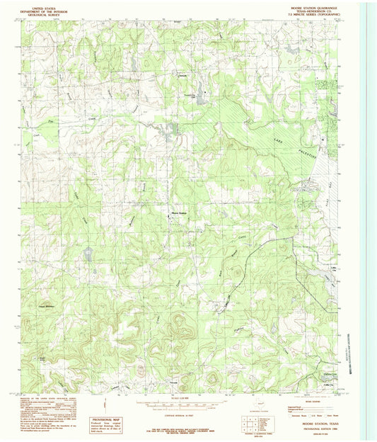 Classic USGS Moore Station Texas 7.5'x7.5' Topo Map Image