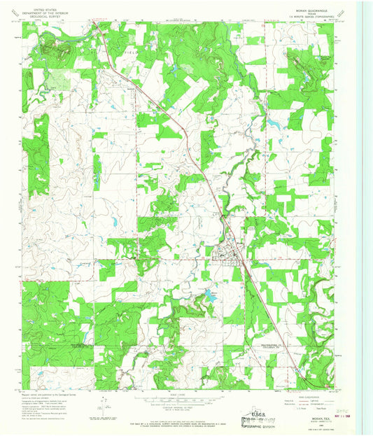 Classic USGS Moran Texas 7.5'x7.5' Topo Map Image