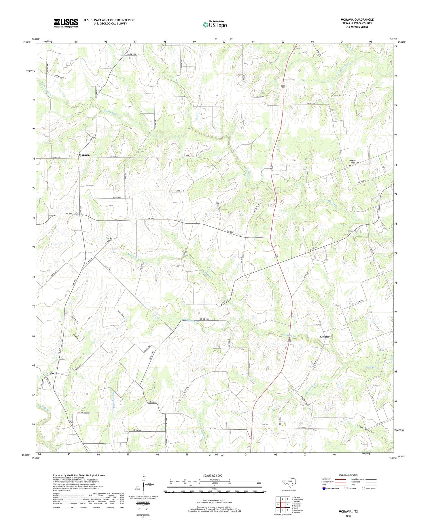 Moravia Texas US Topo Map Image