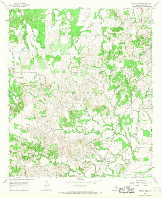Classic USGS Morgan Mill Texas 7.5'x7.5' Topo Map Image