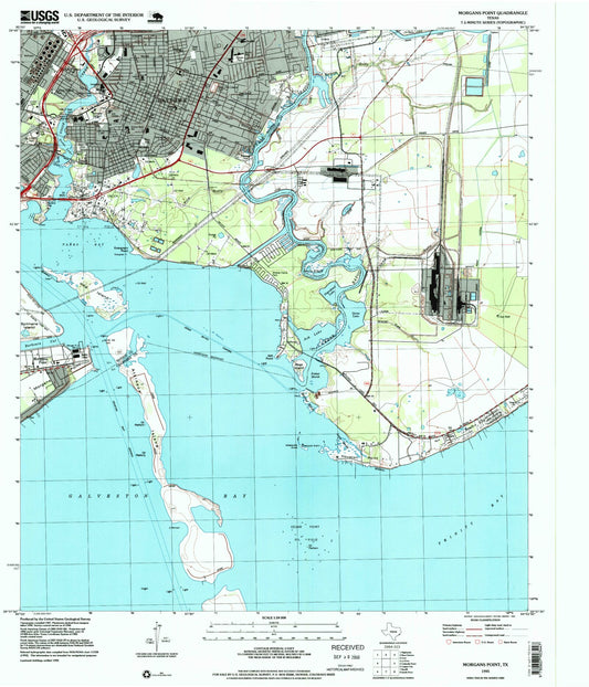 Classic USGS Morgans Point Texas 7.5'x7.5' Topo Map Image