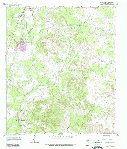 Classic USGS Mormon Mill Texas 7.5'x7.5' Topo Map Image