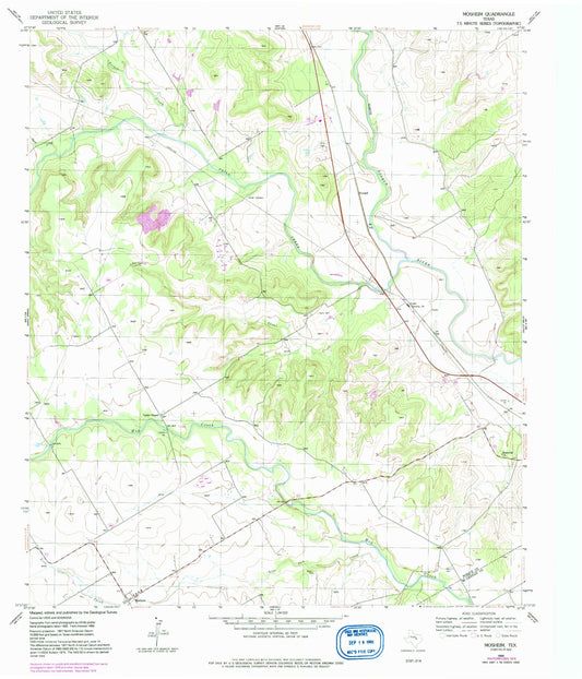 Classic USGS Mosheim Texas 7.5'x7.5' Topo Map Image