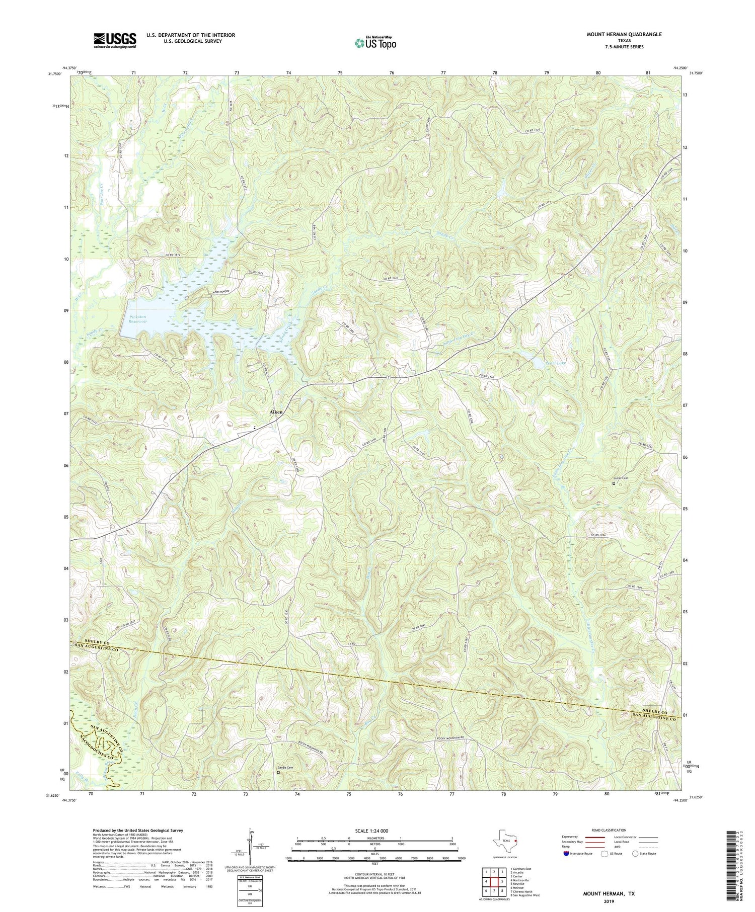 Mount Herman Texas US Topo Map Image