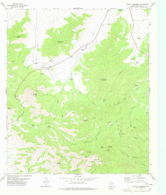 Classic USGS Mount Livermore Texas 7.5'x7.5' Topo Map Image