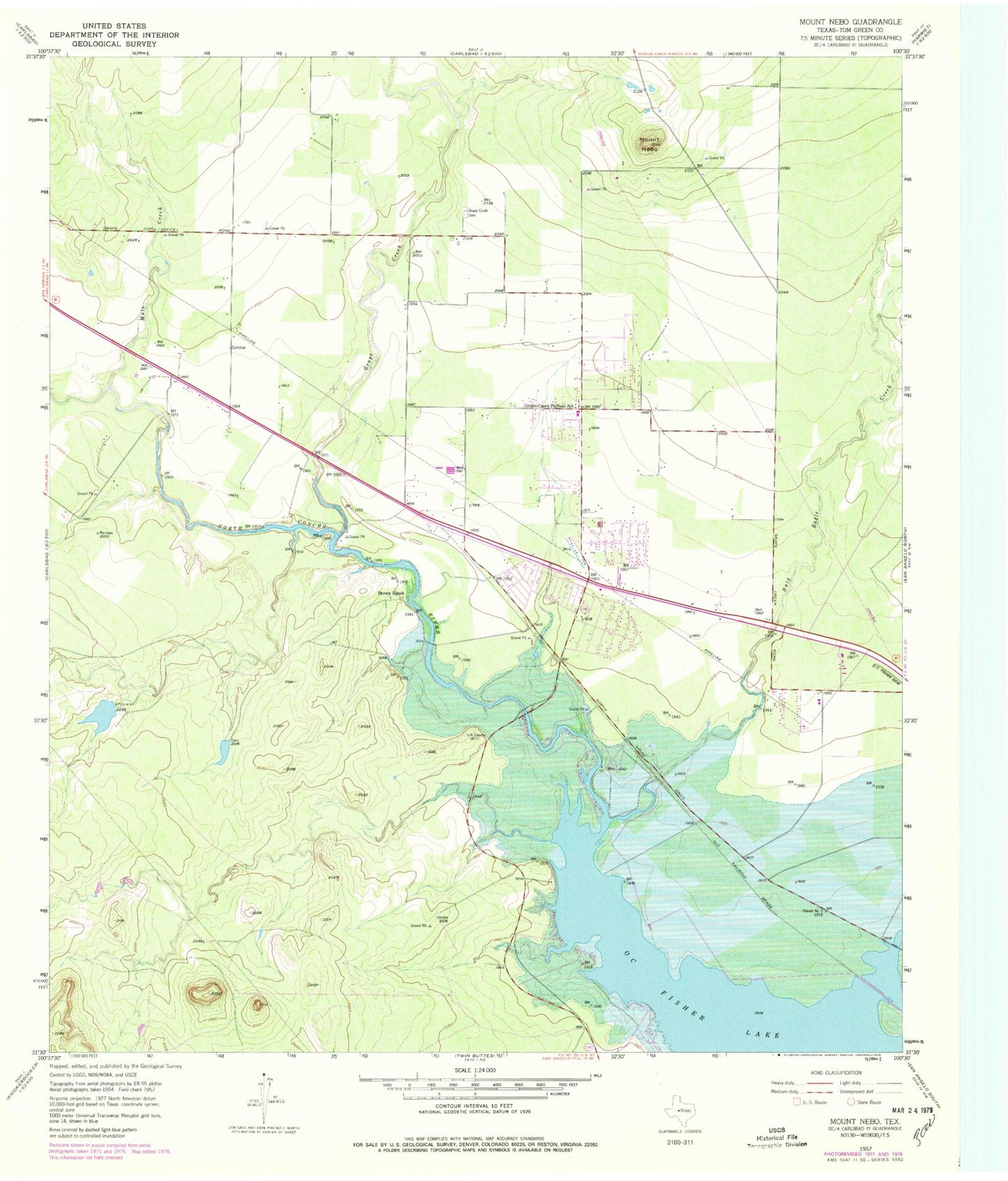 Classic USGS Mount Nebo Texas 7.5'x7.5' Topo Map Image