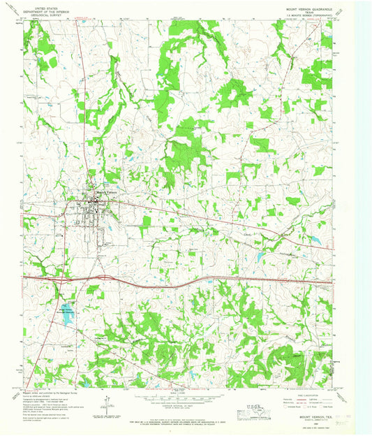 Classic USGS Mount Vernon Texas 7.5'x7.5' Topo Map Image