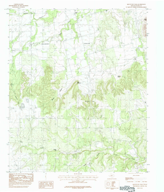Classic USGS Mountain Pass Texas 7.5'x7.5' Topo Map Image