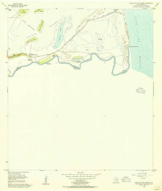 Classic USGS Mouth of Rio Grande Texas 7.5'x7.5' Topo Map Image