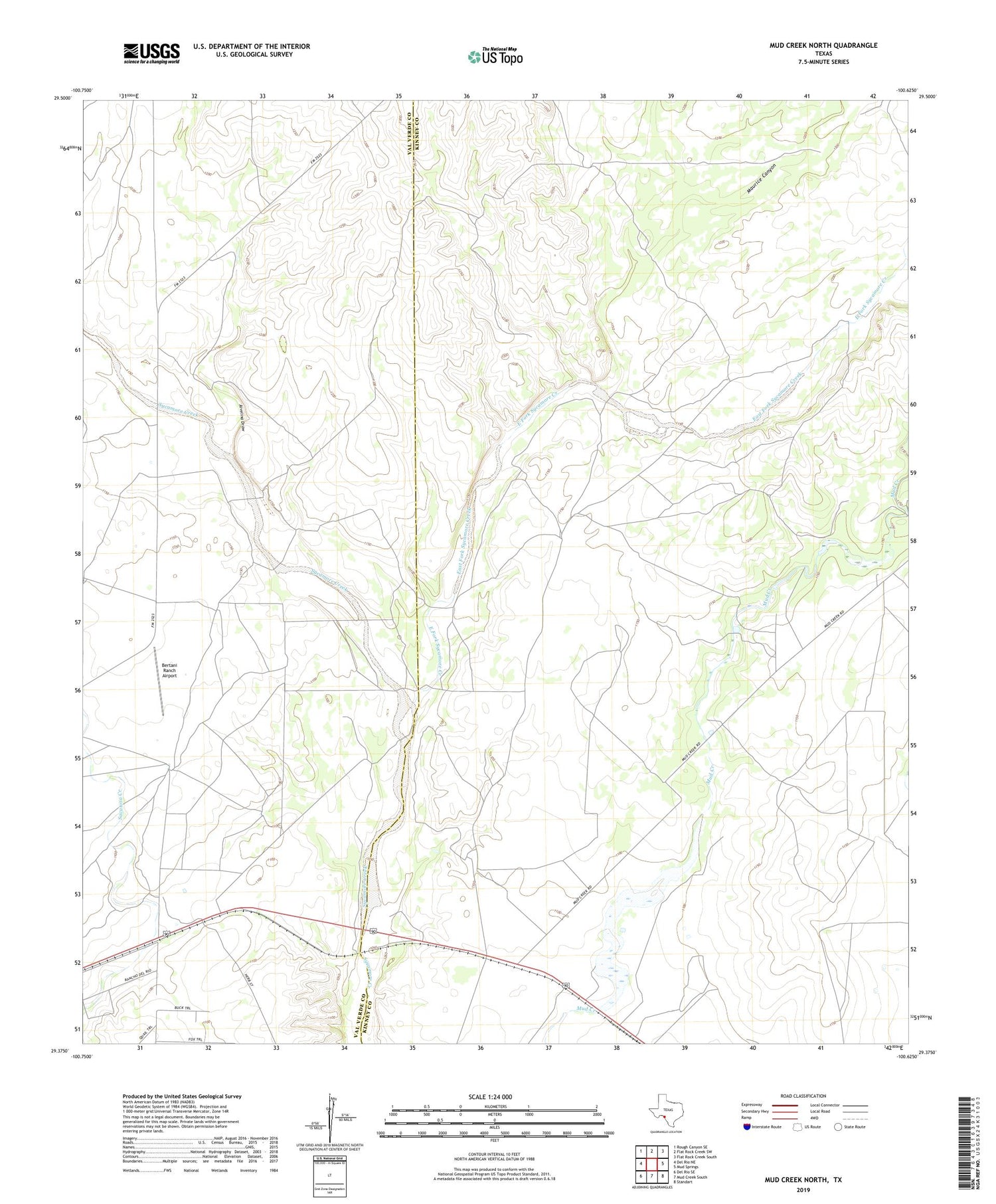 Mud Creek North Texas US Topo Map Image