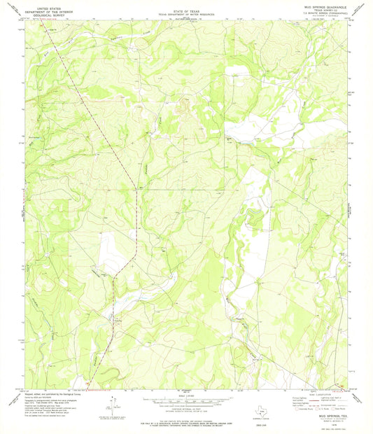 Classic USGS Mud Springs Texas 7.5'x7.5' Topo Map Image