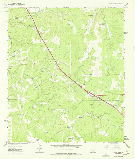 Classic USGS Mudge Draw Texas 7.5'x7.5' Topo Map Image