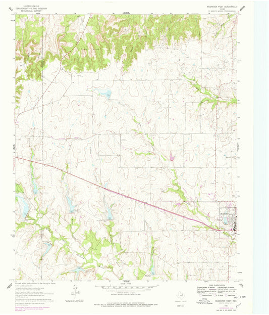 Classic USGS Muenster West Texas 7.5'x7.5' Topo Map Image