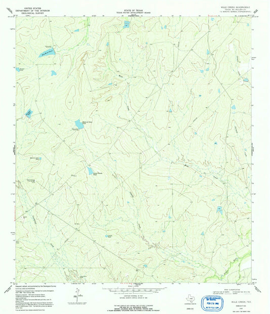 Classic USGS Mule Creek Texas 7.5'x7.5' Topo Map Image