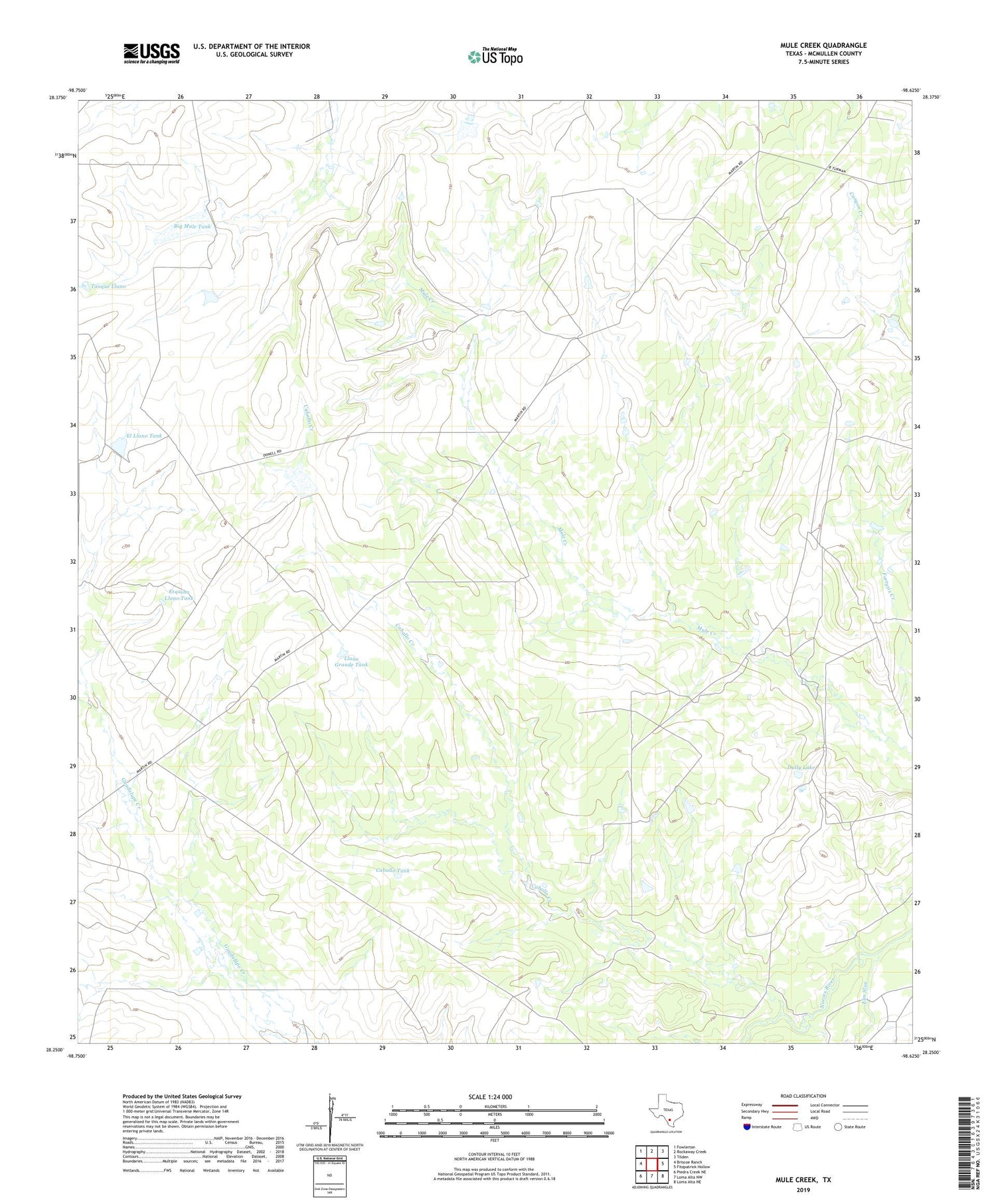 Mule Creek Texas US Topo Map Image
