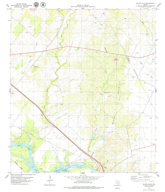 Classic USGS Mulos Hills Texas 7.5'x7.5' Topo Map Image