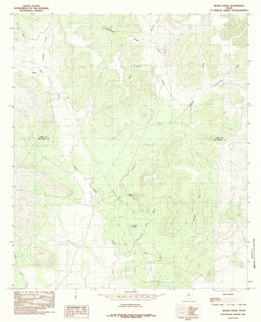 Classic USGS Murph Draw Texas 7.5'x7.5' Topo Map Image