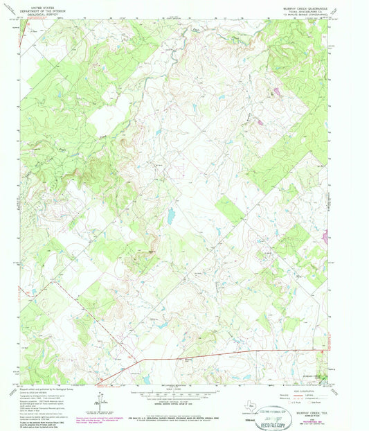 Classic USGS Murphy Creek Texas 7.5'x7.5' Topo Map Image