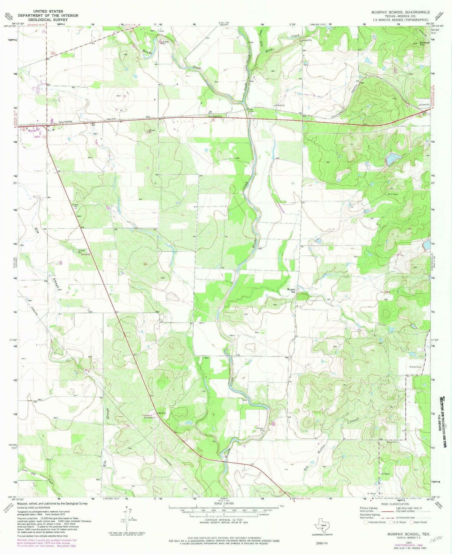 Classic USGS Murphy School Texas 7.5'x7.5' Topo Map Image