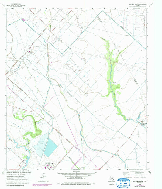 Classic USGS Mustang Bayou Texas 7.5'x7.5' Topo Map Image