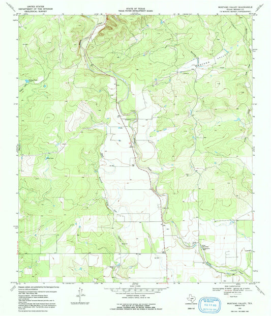 Classic USGS Mustang Valley Texas 7.5'x7.5' Topo Map Image