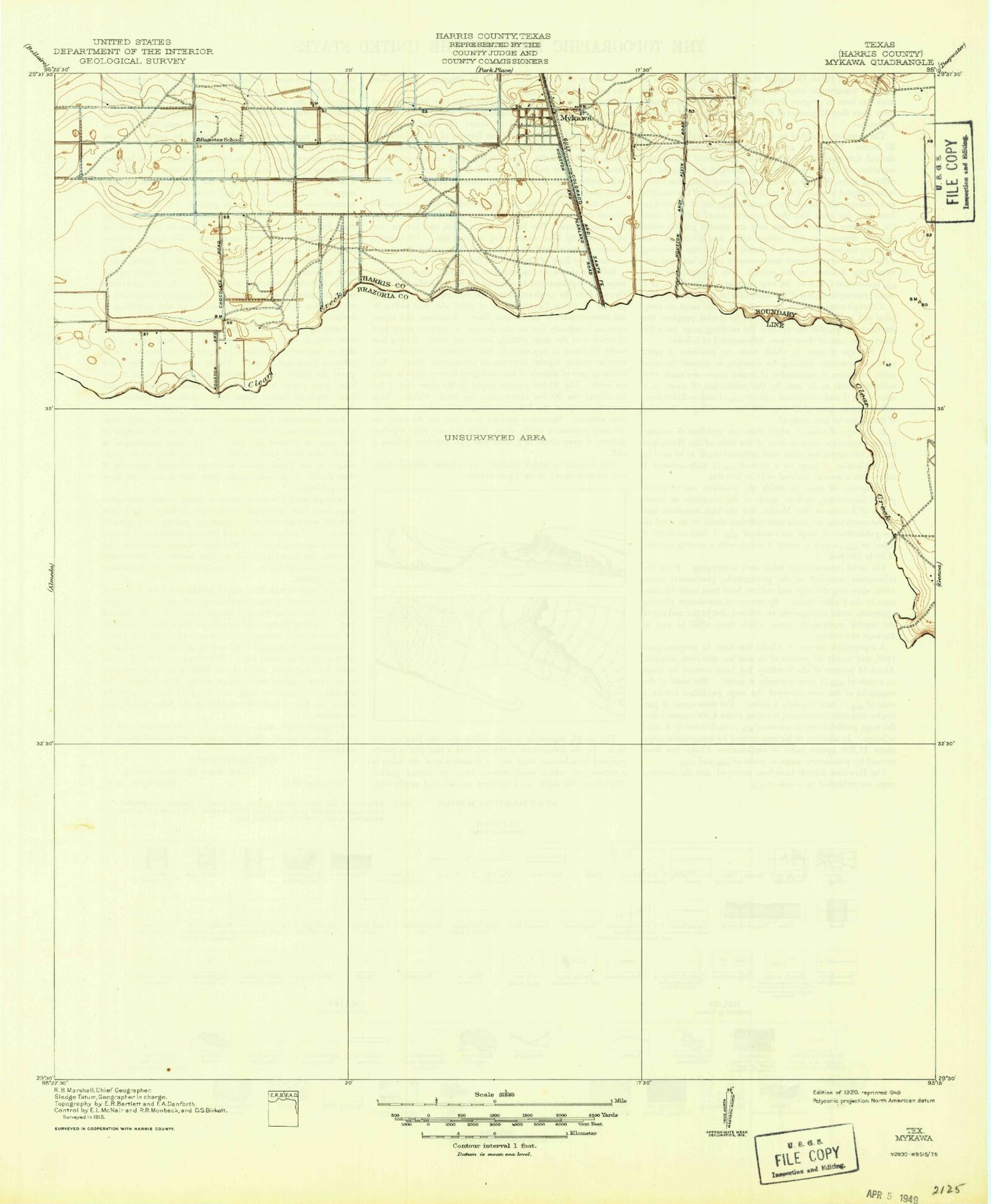Classic USGS Pearland Texas 7.5'x7.5' Topo Map Image