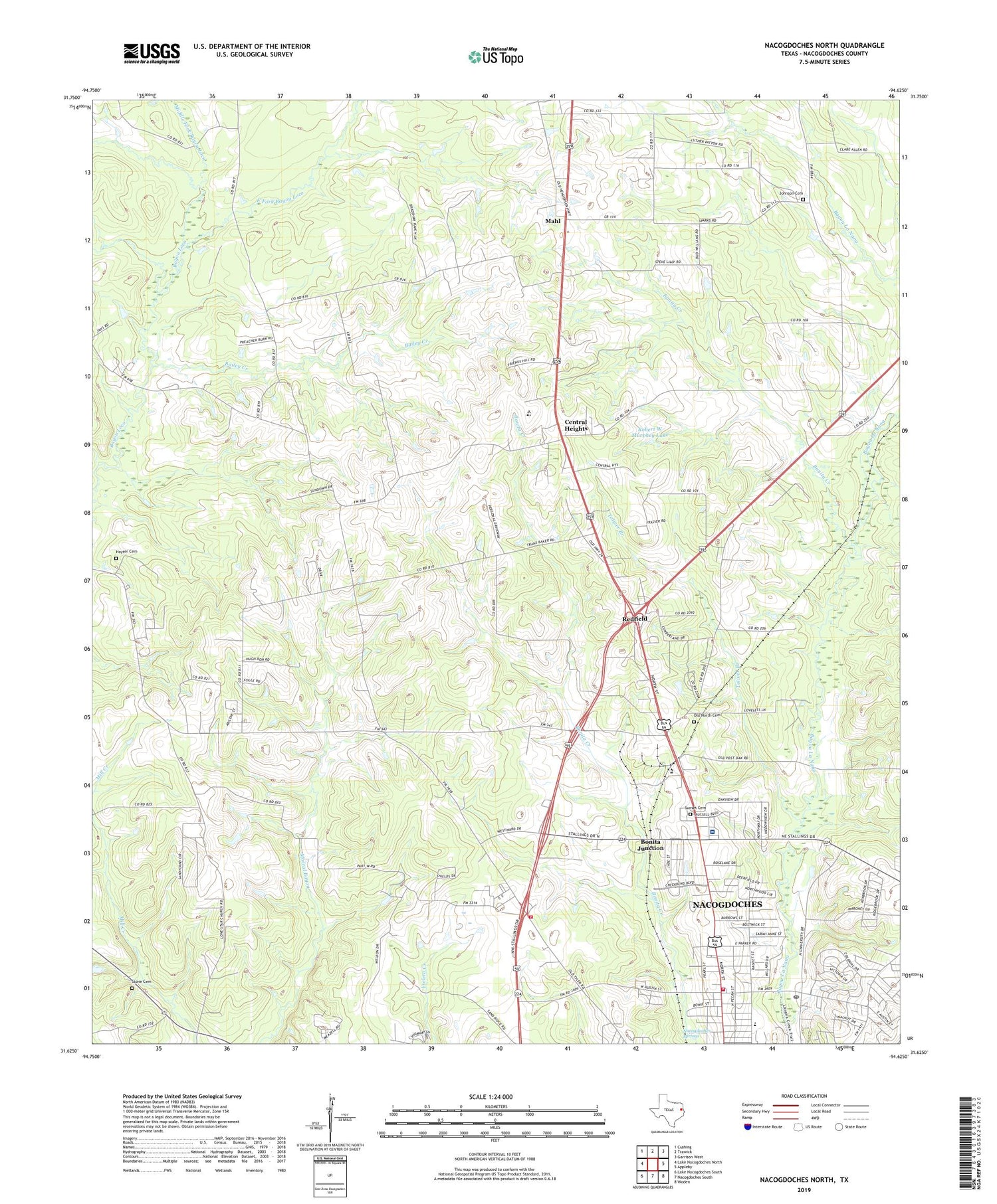 Nacogdoches North Texas US Topo Map Image