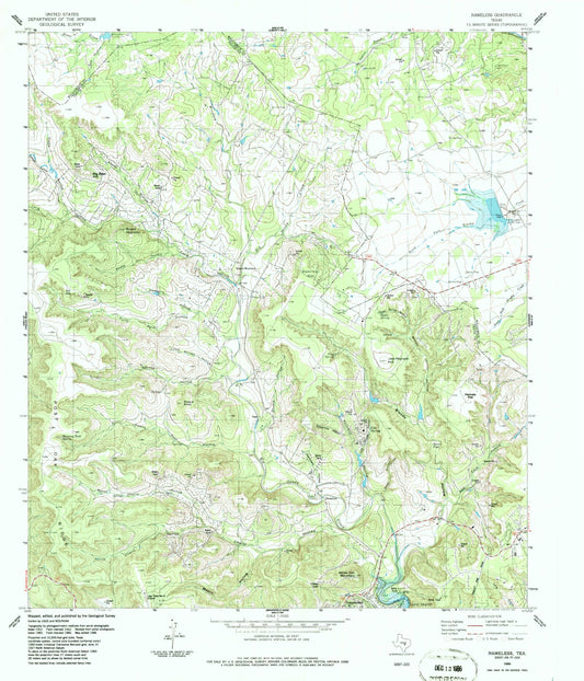 Classic USGS Nameless Texas 7.5'x7.5' Topo Map Image