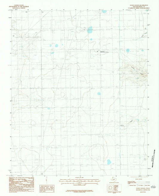Classic USGS Nance Ranch Texas 7.5'x7.5' Topo Map Image