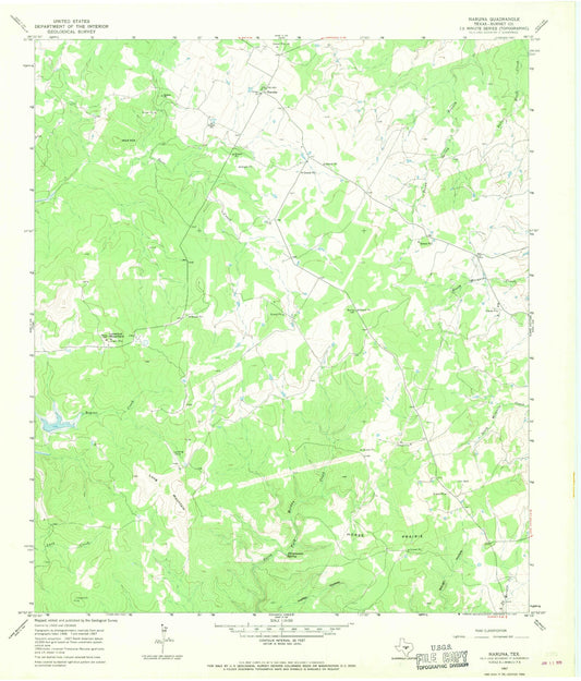 Classic USGS Naruna Texas 7.5'x7.5' Topo Map Image