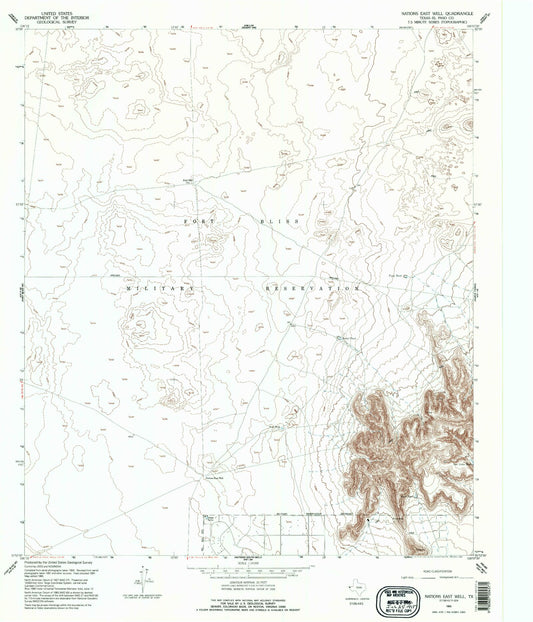 Classic USGS Nations East Well Texas 7.5'x7.5' Topo Map Image