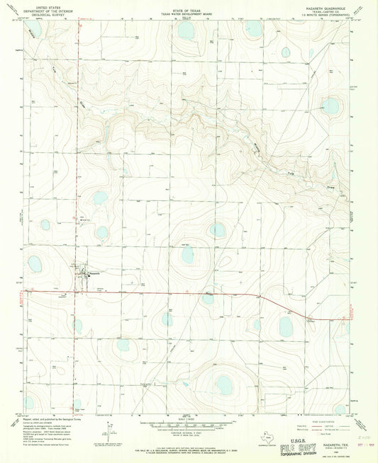 Classic USGS Nazareth Texas 7.5'x7.5' Topo Map Image