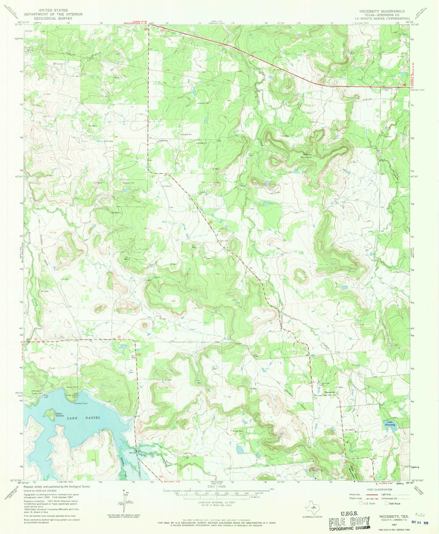 Classic USGS Necessity Texas 7.5'x7.5' Topo Map Image