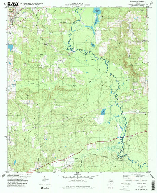 Classic USGS Neches Texas 7.5'x7.5' Topo Map Image