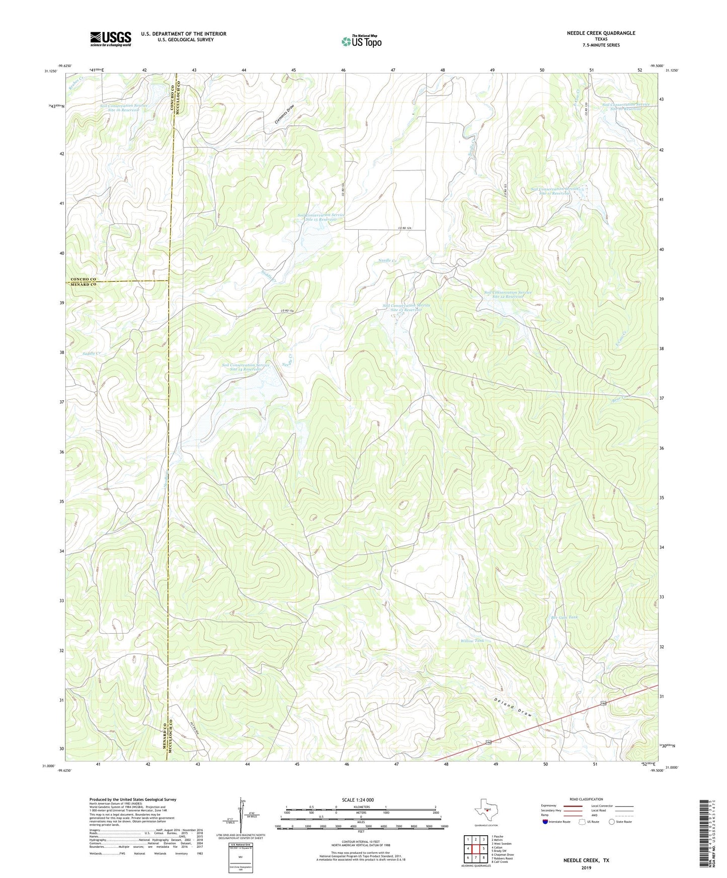 Needle Creek Texas US Topo Map Image